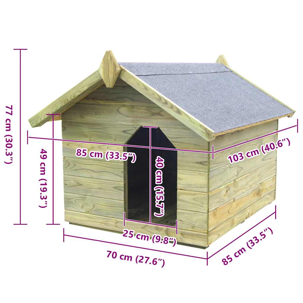 vidaXL Σπιτάκι Σκύλου με Ανοιγόμενη Οροφή από Εμποτισμένο Ξύλο Πεύκου