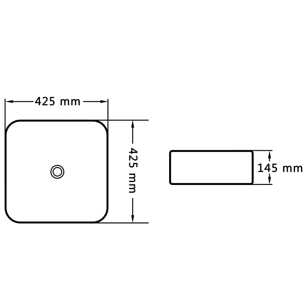 vidaXL Νιπτήρας Μαύρος 42,5 x 42,5 x 14,5 εκ. Κεραμικός