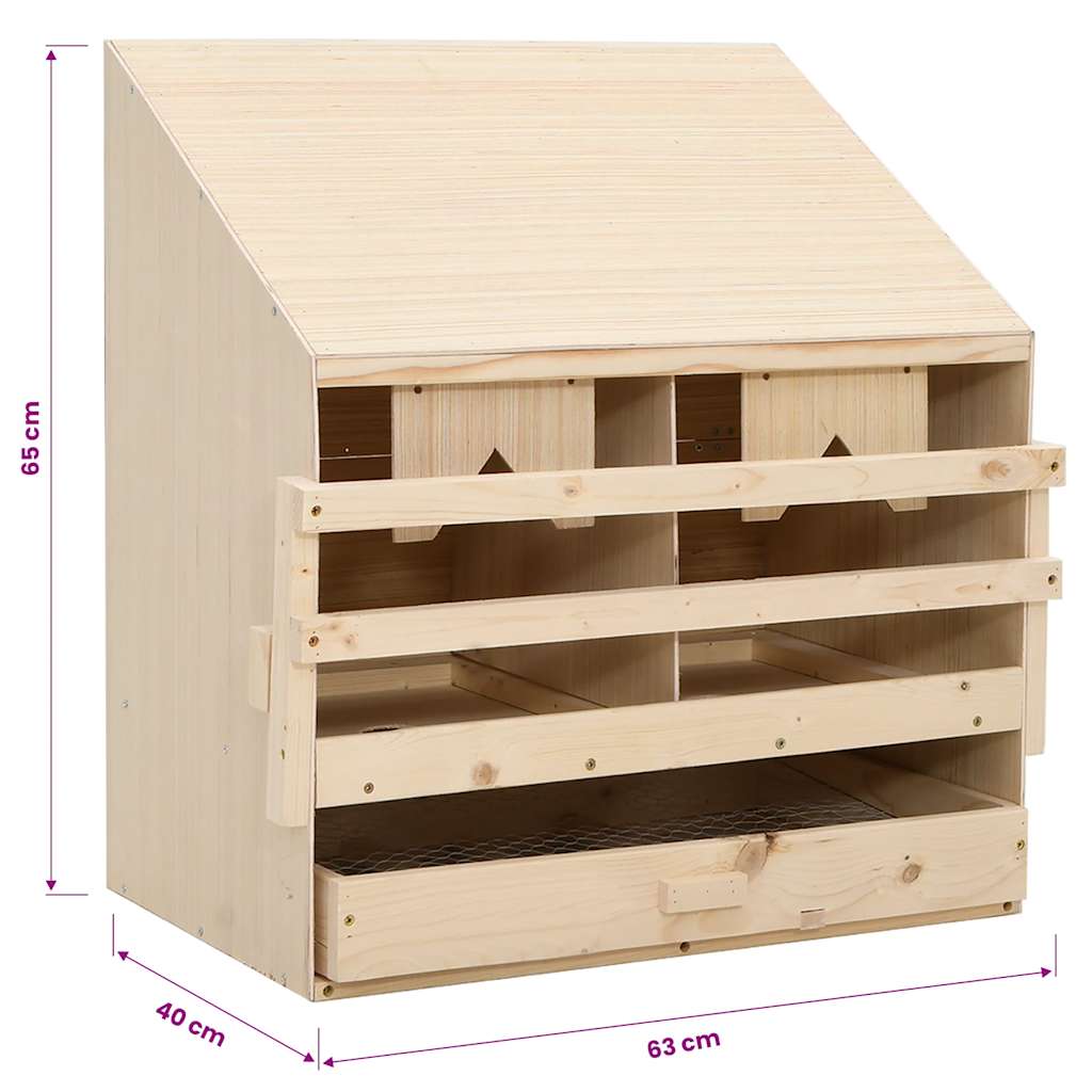 vidaXL Φωλιά για Κότες με 2 Θέσεις 63x40x65 εκ. από Μασίφ Ξύλο Πεύκου