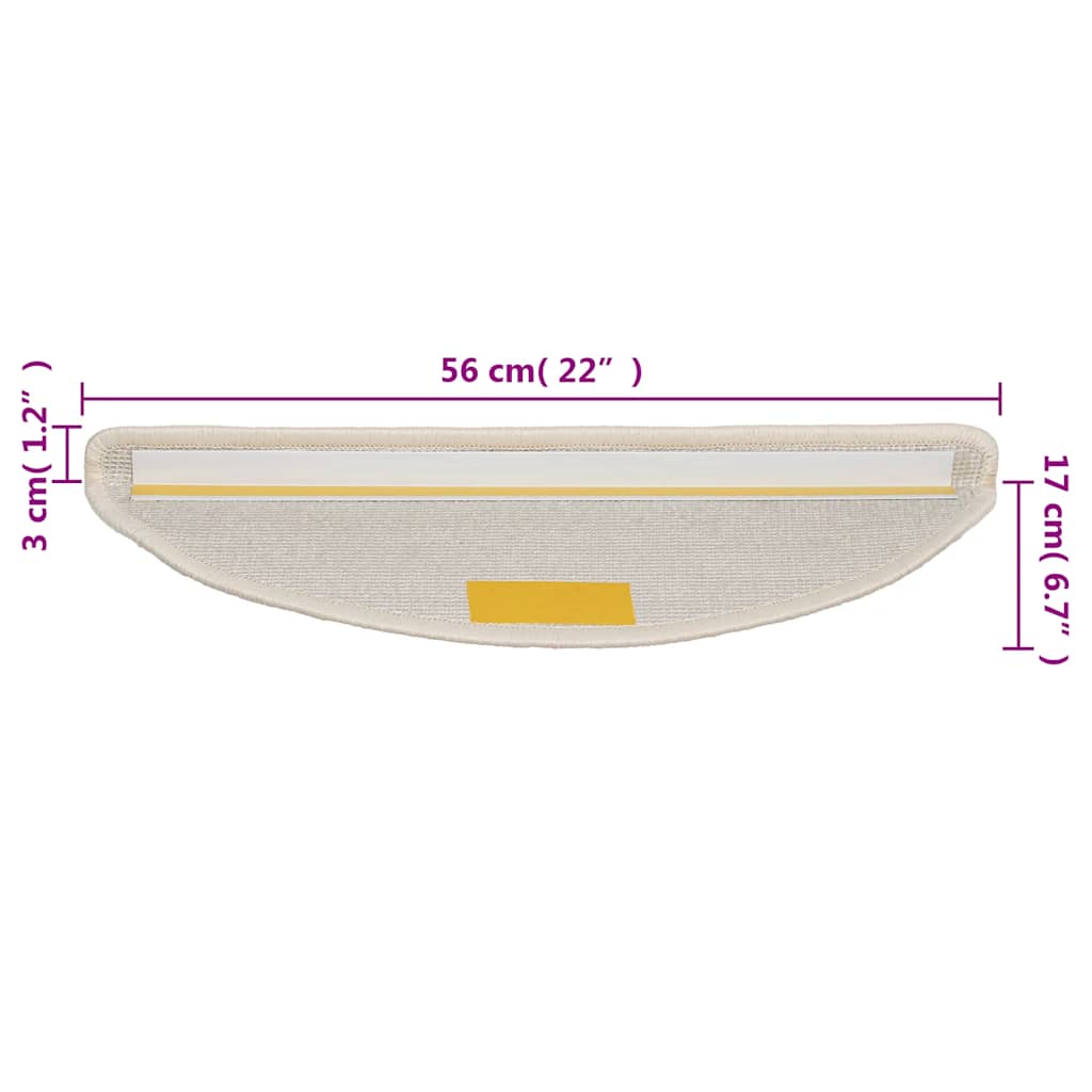 vidaXL Πατάκια Σκαλιών 15 τεμ. Λευκά Ημίκυκλα 56x17x3 εκ.