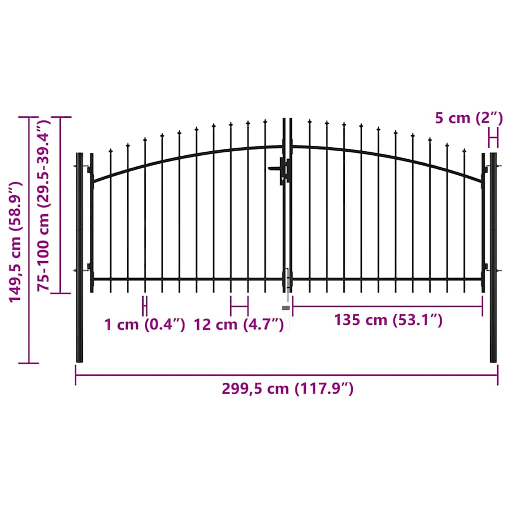 vidaXL Πόρτα με Διπλή Πόρτα Woerden με Κορυφή Λόγχης 299,5x149,5 εκ.