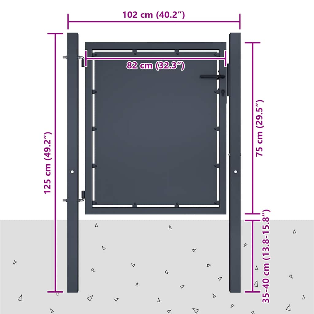 vidaXL Πόρτα Κήπου Ανθρακί 100x75 εκ. από Ατσάλι