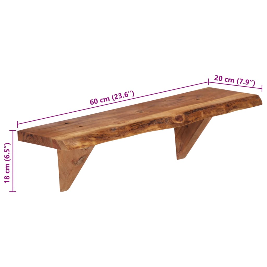 vidaXL Ράφια Τοίχου 2 τεμ. 60 x 20 x 18 εκ. από Μασίφ Ξύλο Ακακίας