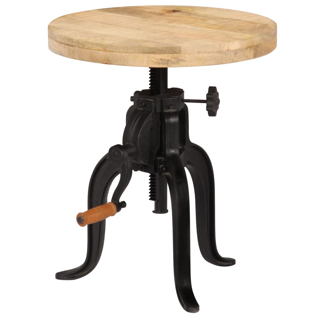 vidaXL Τραπέζι Βοηθητικό 45x(45-62) εκ. Μασίφ Ξύλο Μάνγκο/Χυτοσίδηρος