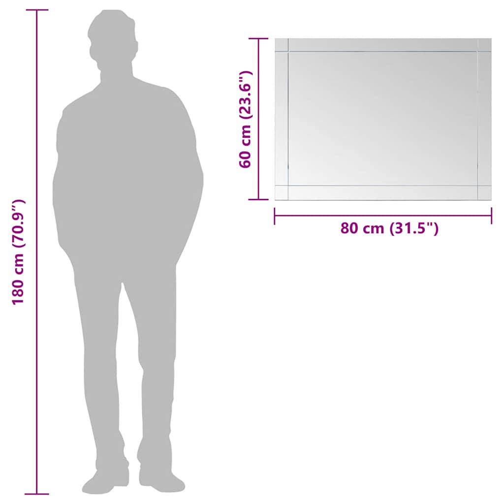 vidaXL Καθρέφτης Τοίχου 80 x 60 εκ. Γυάλινος