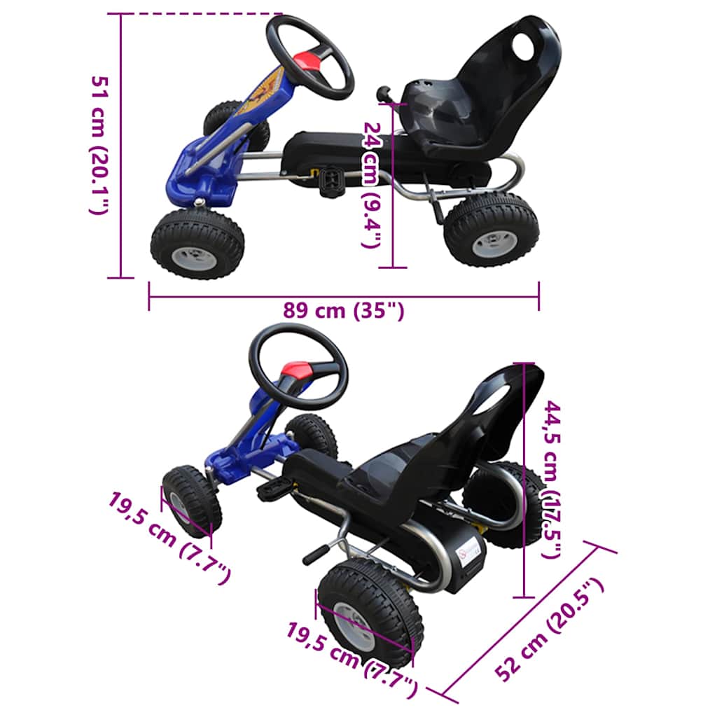 vidaXL Go Kart με Πετάλια Μπλε
