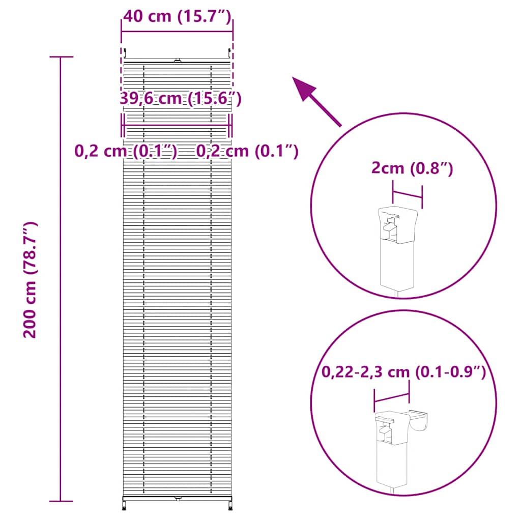 vidaXL Σύστημα Σκίασης Πλισέ Λευκό 40 x 200 εκ.
