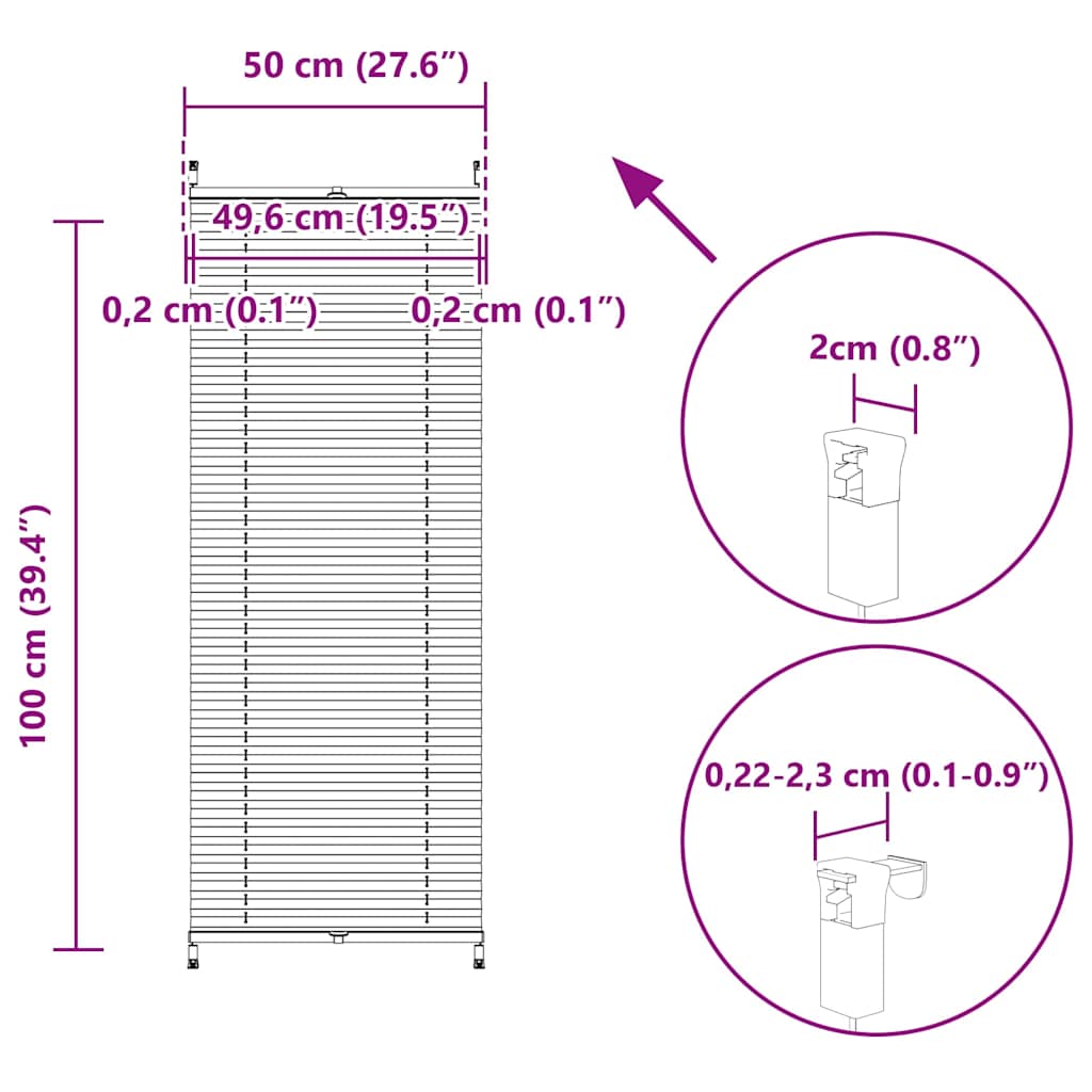 Σύστημα Σκίασης Πλισέ Λευκό 50 x 100 εκ.