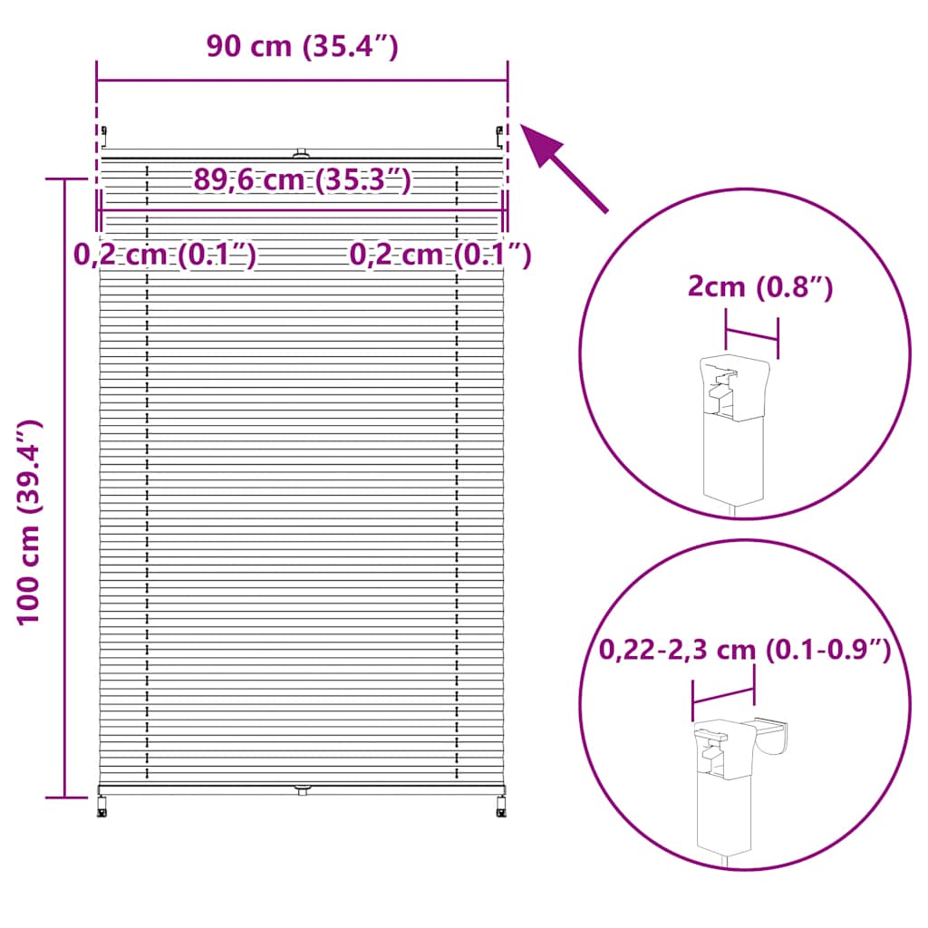 Πλισέ στόρι σκίασης 90x100cm Λευκό