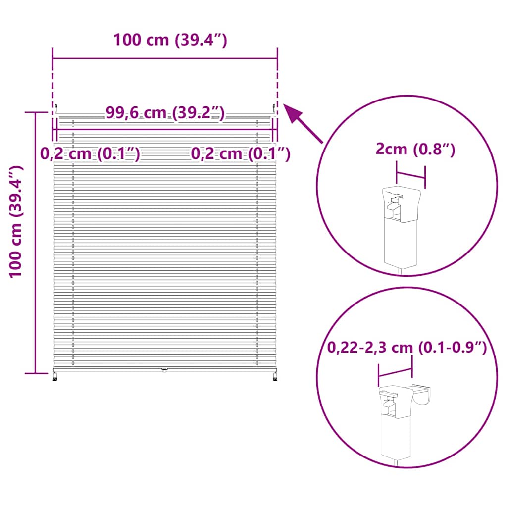 vidaXL Πλισέ στόρι σκίασης 100x100cm Λευκό