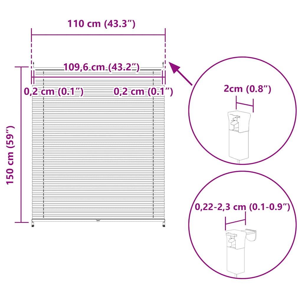 Πλισέ ρόλερ σκίασης 110x150cm Λευκό