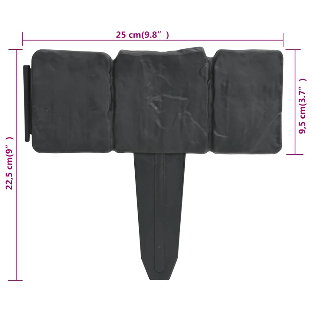 vidaXL Περίφραξη για Βραχόκηπο 41 Τεμ. Σχέδιο Πέτρας 10 μ. Πλαστική