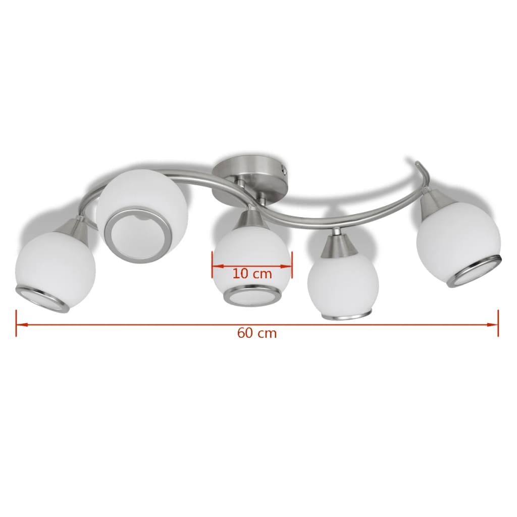 Φωτιστικό Οροφής με Γυάλινα Καπέλα σε Κυματιστή Ράγα