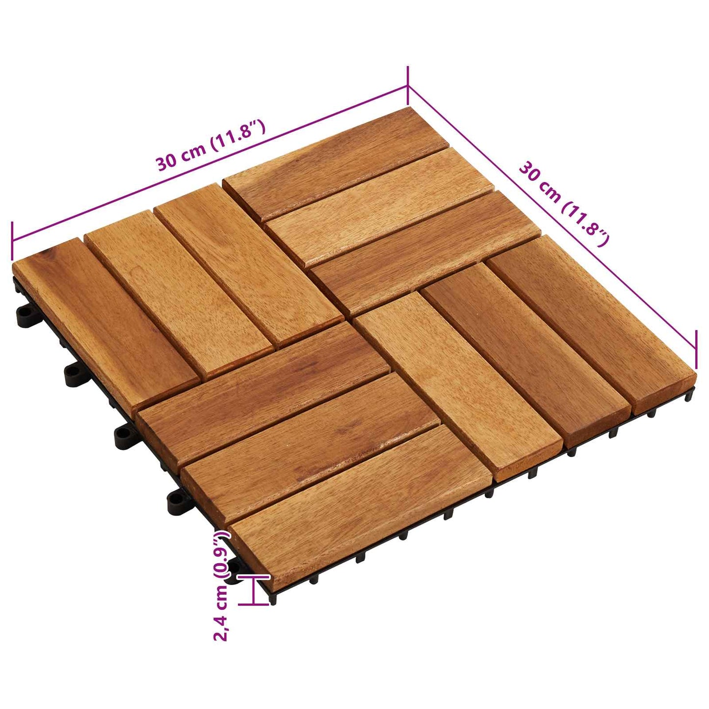 vidaXL Πλάκα Κατασκευής 10 pcs Καφέ 30 x 30 cm Ξύλο Ακακίας