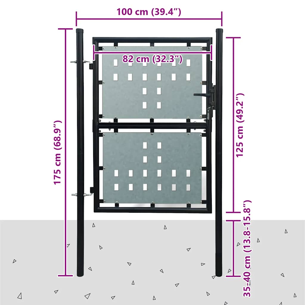 vidaXL Πόρτα με Μονή Πόρτα Μαύρη 100x125 εκ.