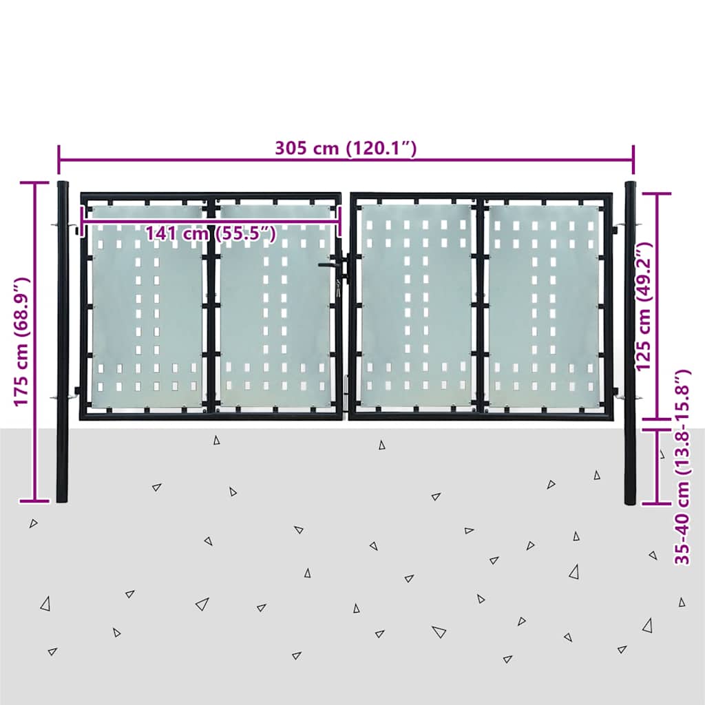 vidaXL Πόρτα με Μονή Πόρτα Μαύρη 300x125 εκ.
