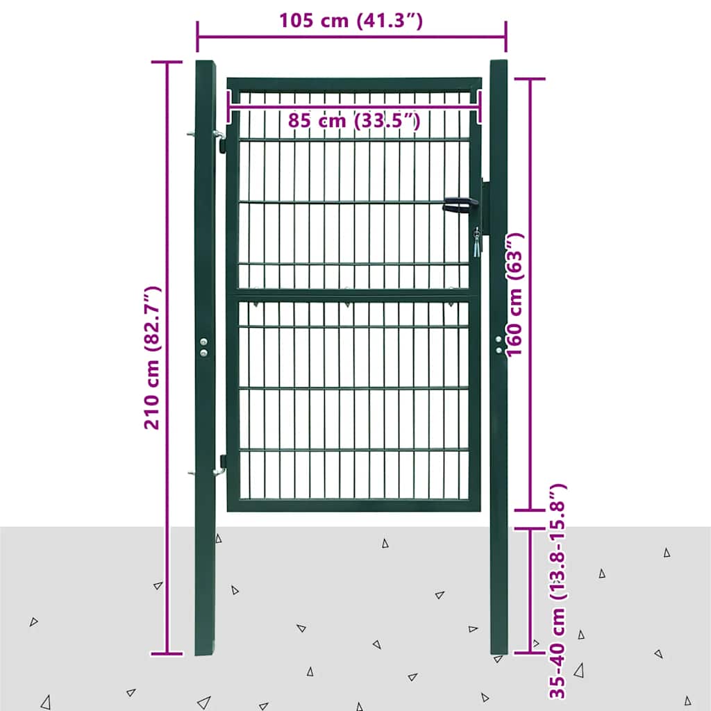 vidaXL Πόρτα Περίφραξης 2D (Μονή) Πράσινη 100x160 εκ.