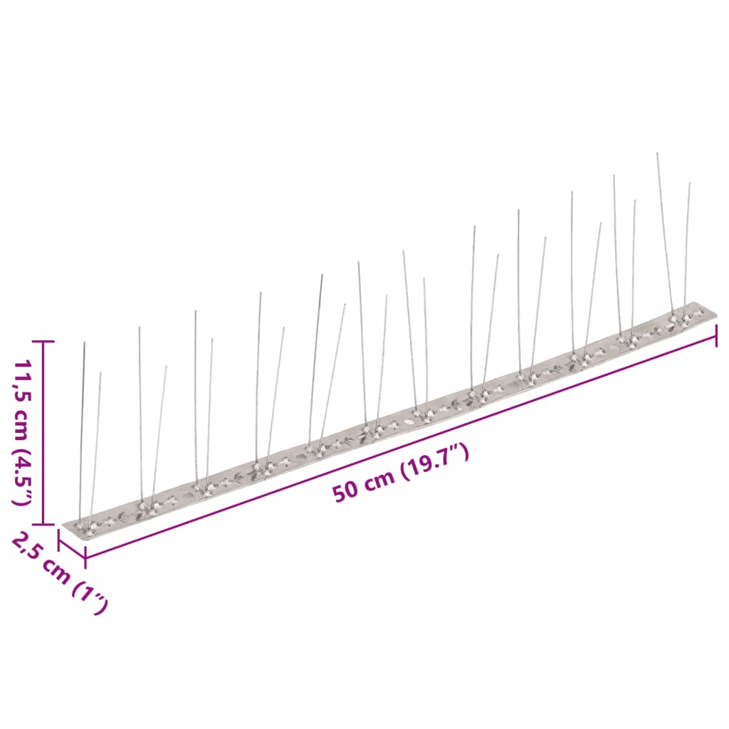 vidaXL Απωθητικές Ακίδες Περιστεριών 2 Σειρών Σετ των 6 3 μ. Αν.Ατσάλι