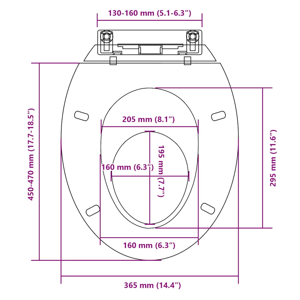vidaXL Κάλυμμα Λεκάνης με Μηχανισμό Soft Close Οβάλ Λευκό