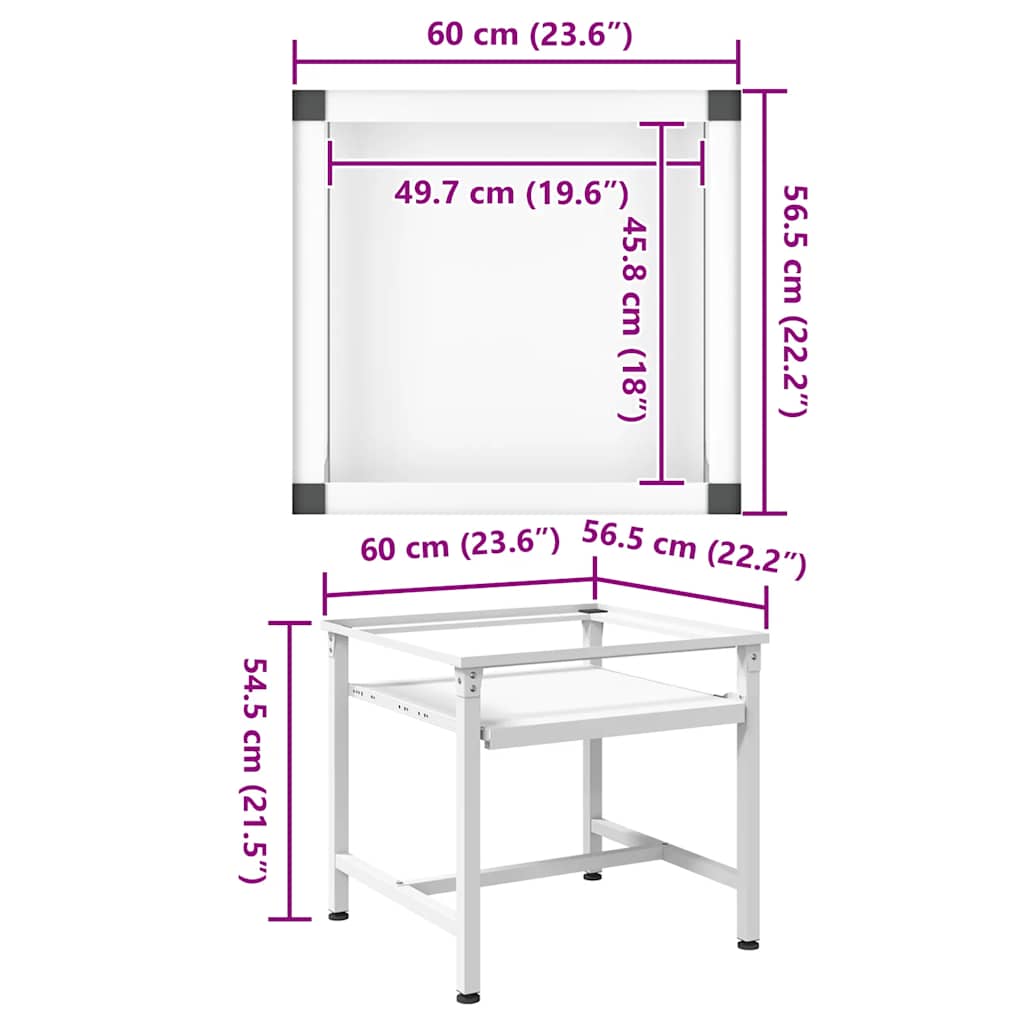 vidaXL Βάση Πλυντηρίου Ρούχων με Συρόμενο Ράφι Λευκή