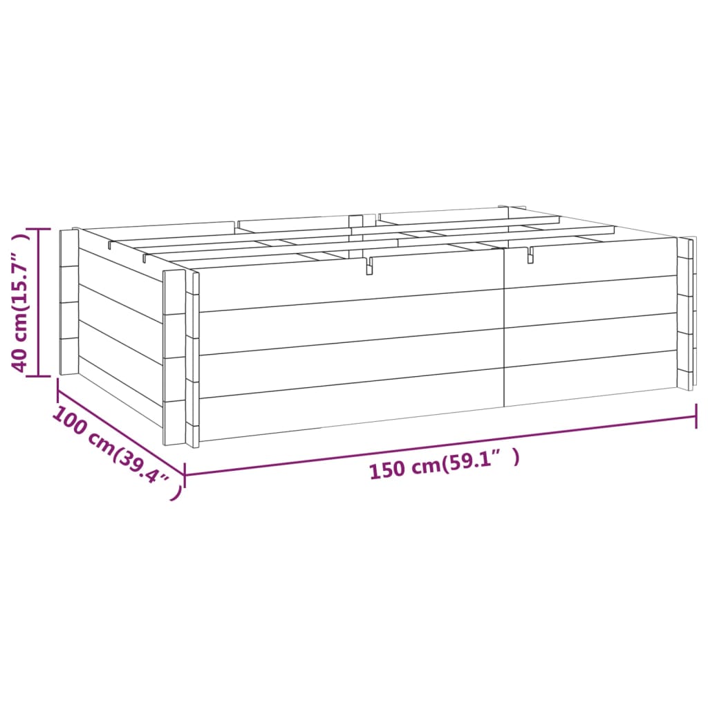 vidaXL Ζαρντινιέρα Υπερυψωμένη 150 x 100 x 40 εκ. από Εμποτισμένο Ξύλο