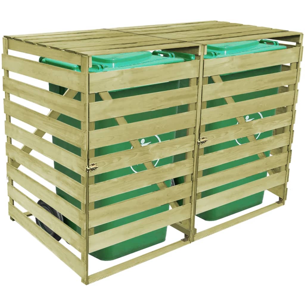 vidaXL Πλαίσιο Διπλό για Κάδους Απορριμμάτων 240 L Εμποτισμένο Ξύλο
