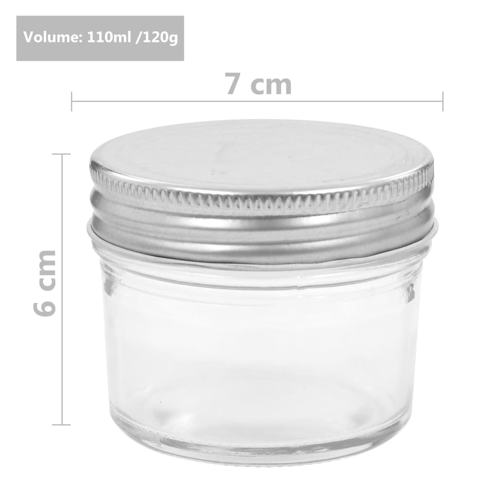 vidaXL Βάζα Μαρμελάδας 24 τεμ. 110 ml Γυάλινα με Ασημένια Καπάκια