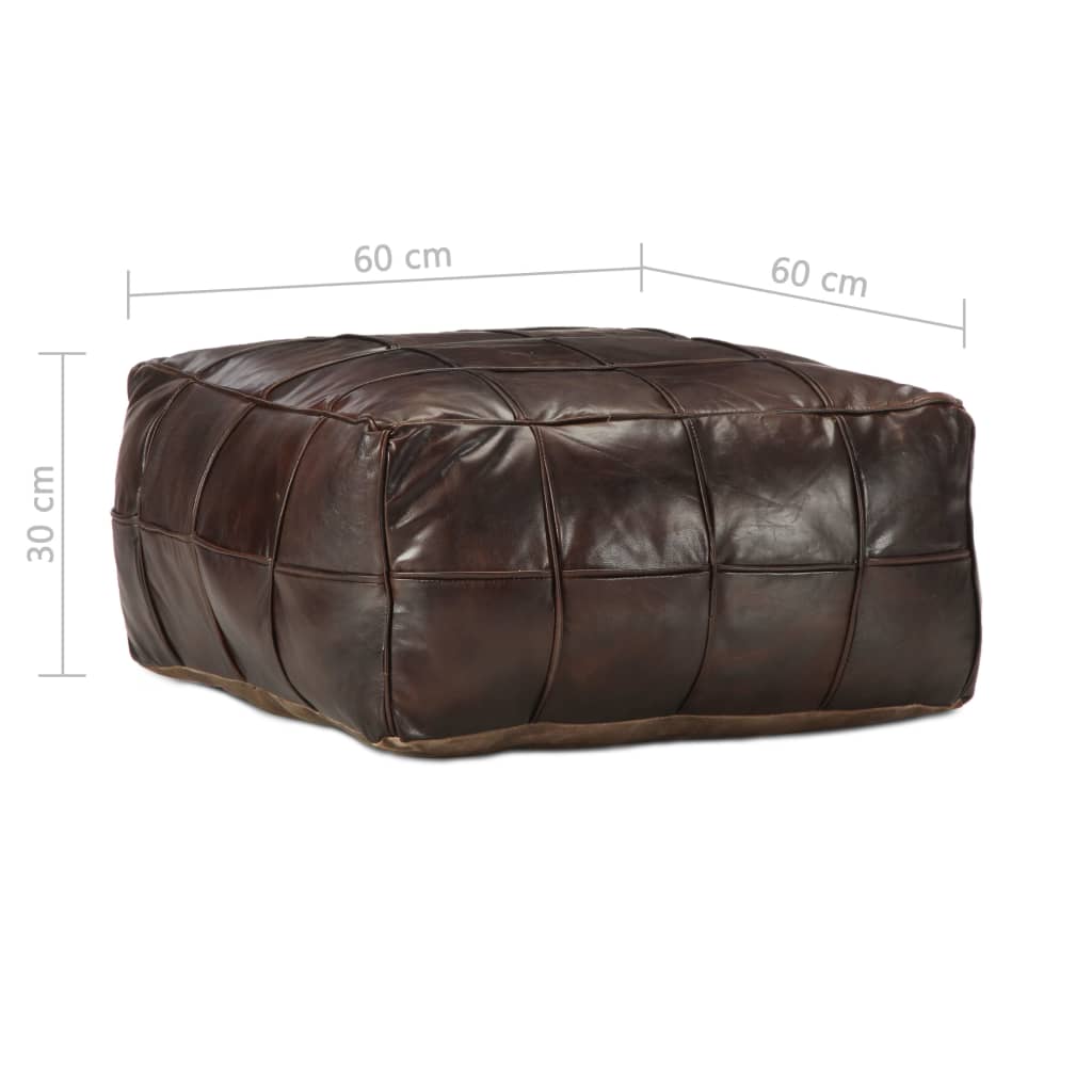 vidaXL Πουφ Σκούρο Καφέ 60 x 60 x 30 εκ. από Γνήσιο Δέρμα Κατσίκας