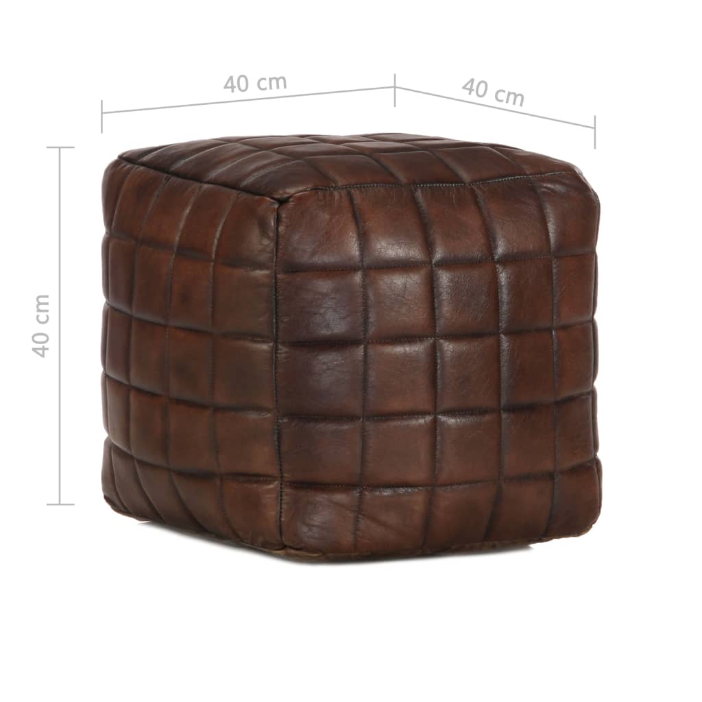 vidaXL Πουφ Σκούρο Καφέ 40 x 40 x 40 εκ. από Γνήσιο Δέρμα Κατσίκας