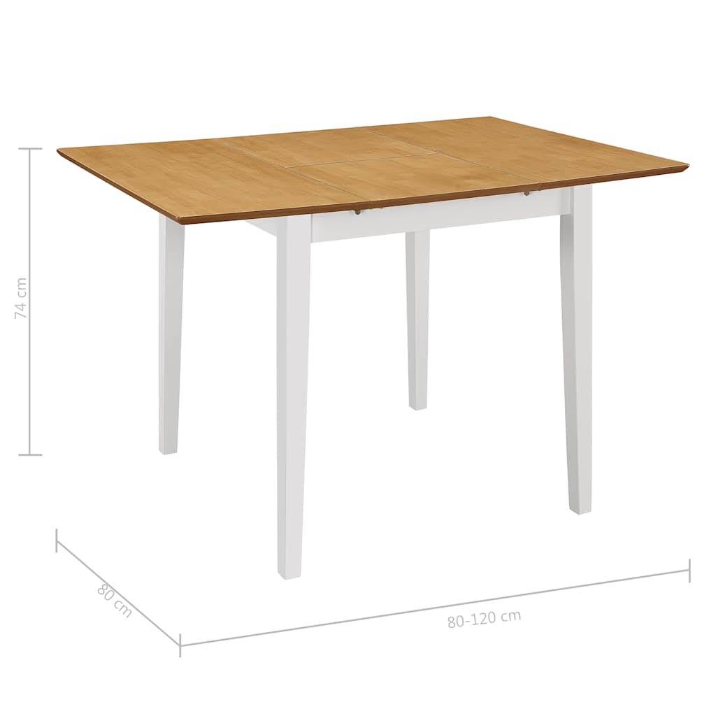 vidaXL Τραπεζαρία Επεκτεινόμενη Λευκή (80-120) x 80 x 74 εκ. από MDF