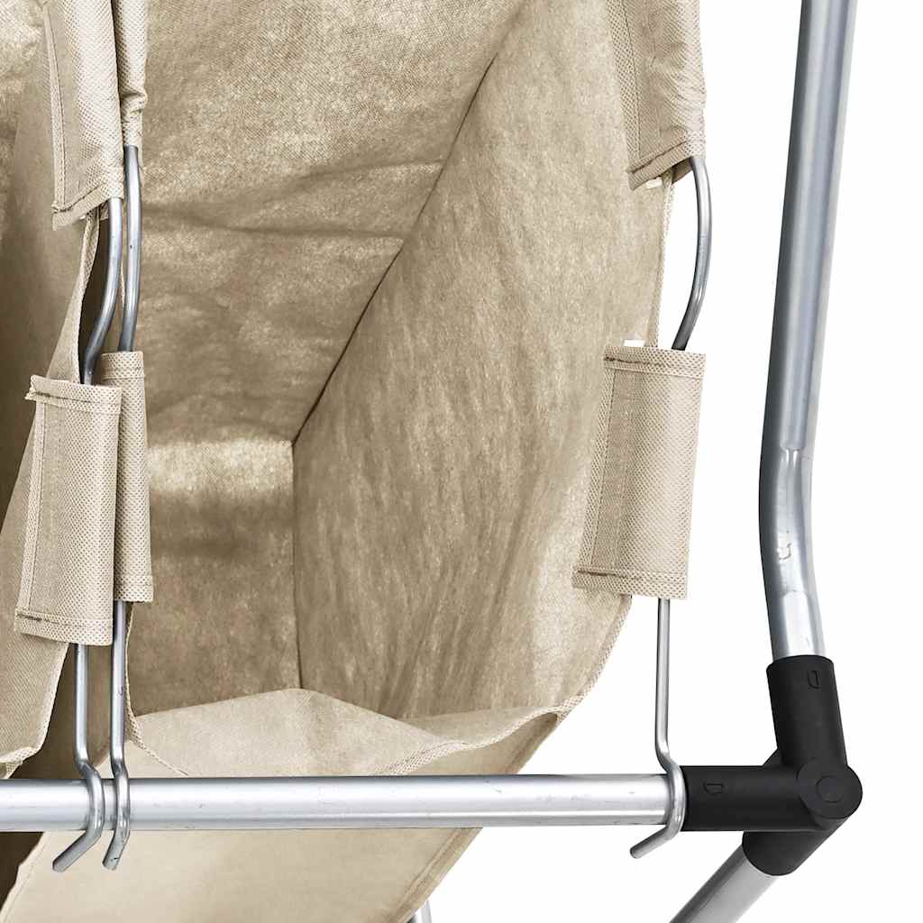 vidaXL Καλάθι Διαχωρισμού Απλύτων με 3 Σάκους Κρεμ από Ατσάλι