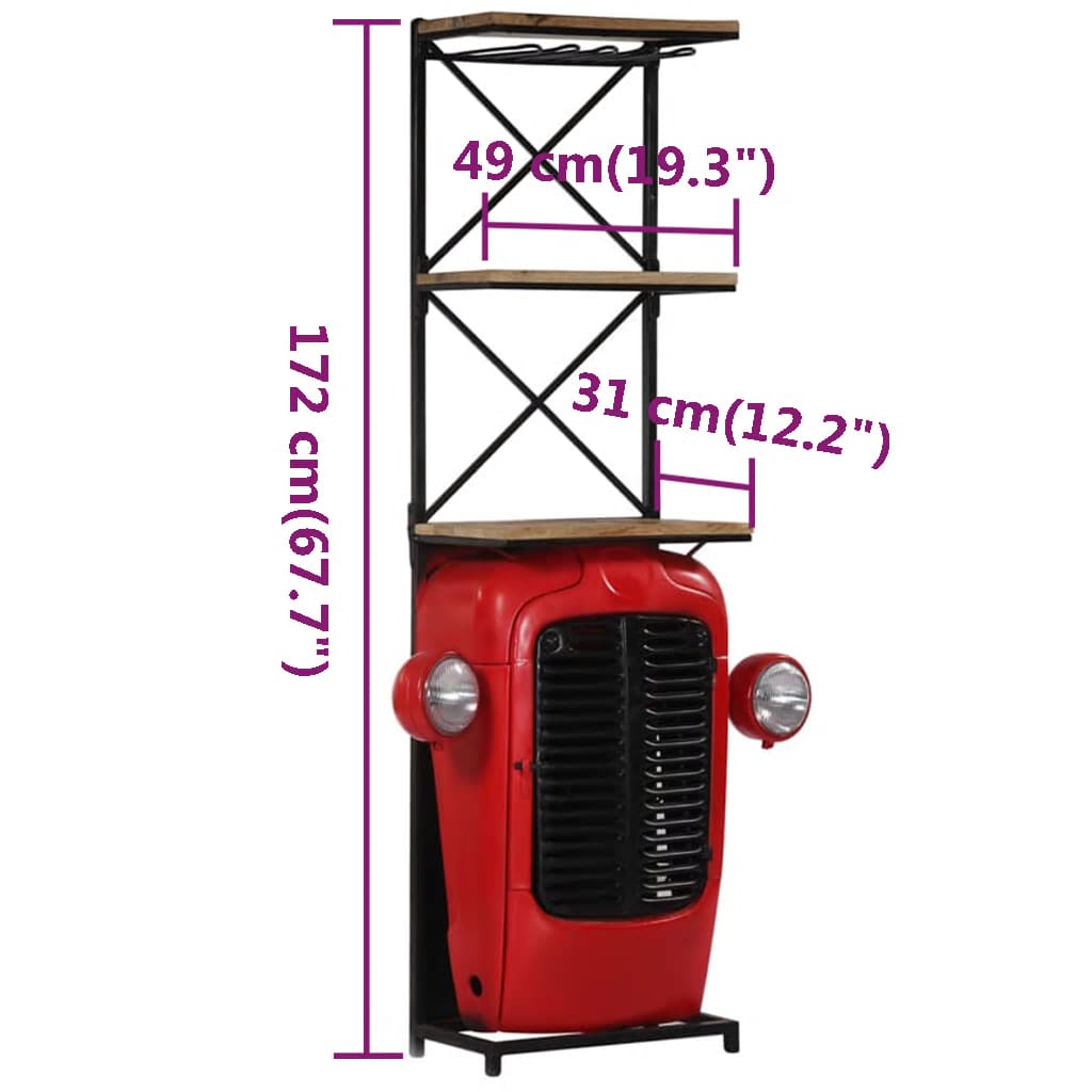 vidaXL Κάβα Κρασιών με Όψη Τρακτέρ 49x31x172 εκ. από Μασίφ Ξύλο Μάνγκο