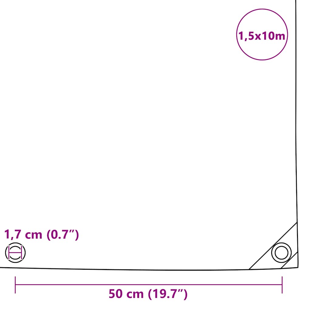 vidaXL Μουσαμάς Πράσινος 1,5 x 10 μ. 650 γρ./μ.²