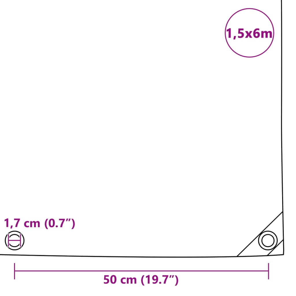 vidaXL Μουσαμάς Λευκός 1,5 x 6 μ. 650 γρ./μ.²