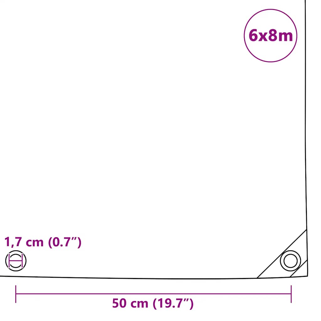 vidaXL Μουσαμάς Λευκός 6 x 8 μ. 650 γρ./μ.²