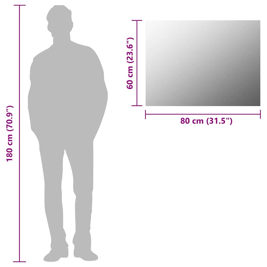 vidaXL Καθρέφτης 80 x 60 εκ. Γυάλινος Χωρίς Πλαίσιο