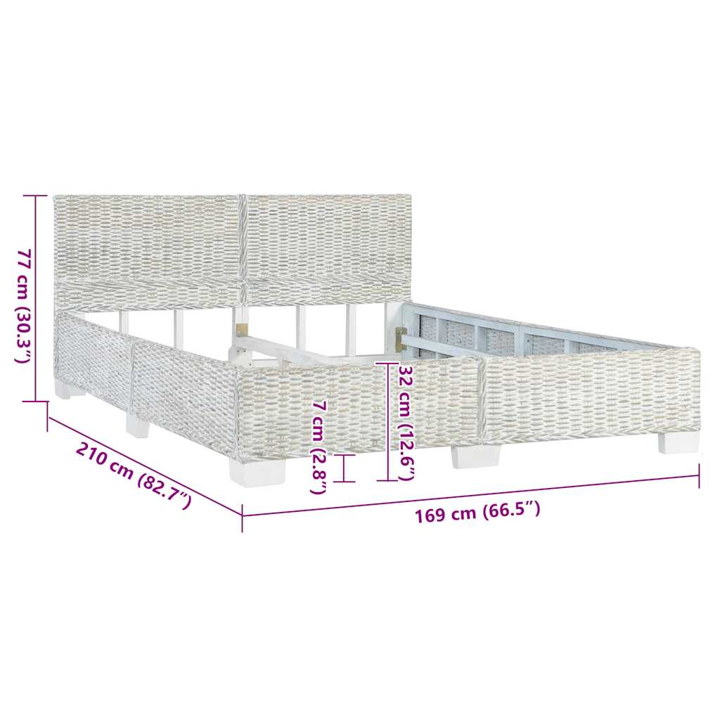 vidaXL Πλαίσιο Κρεβατιού Γκρι 160 x 200 εκ. από Φυσικό Ρατάν