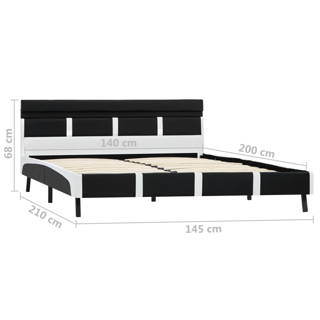 vidaXL Πλαίσιο Κρεβατιού με LED Μαύρο 140x200 εκ. από Συνθετικό Δέρμα