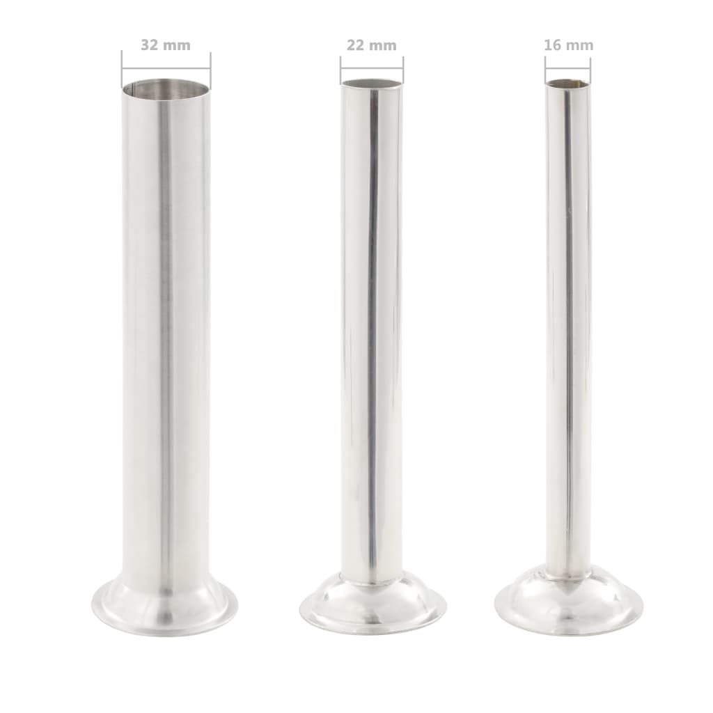 vidaXL Γεμιστικό Λουκάνικων Χειροκίνητο Ασημί 3 Λίτρα Ανοξειδ. Ατσάλι