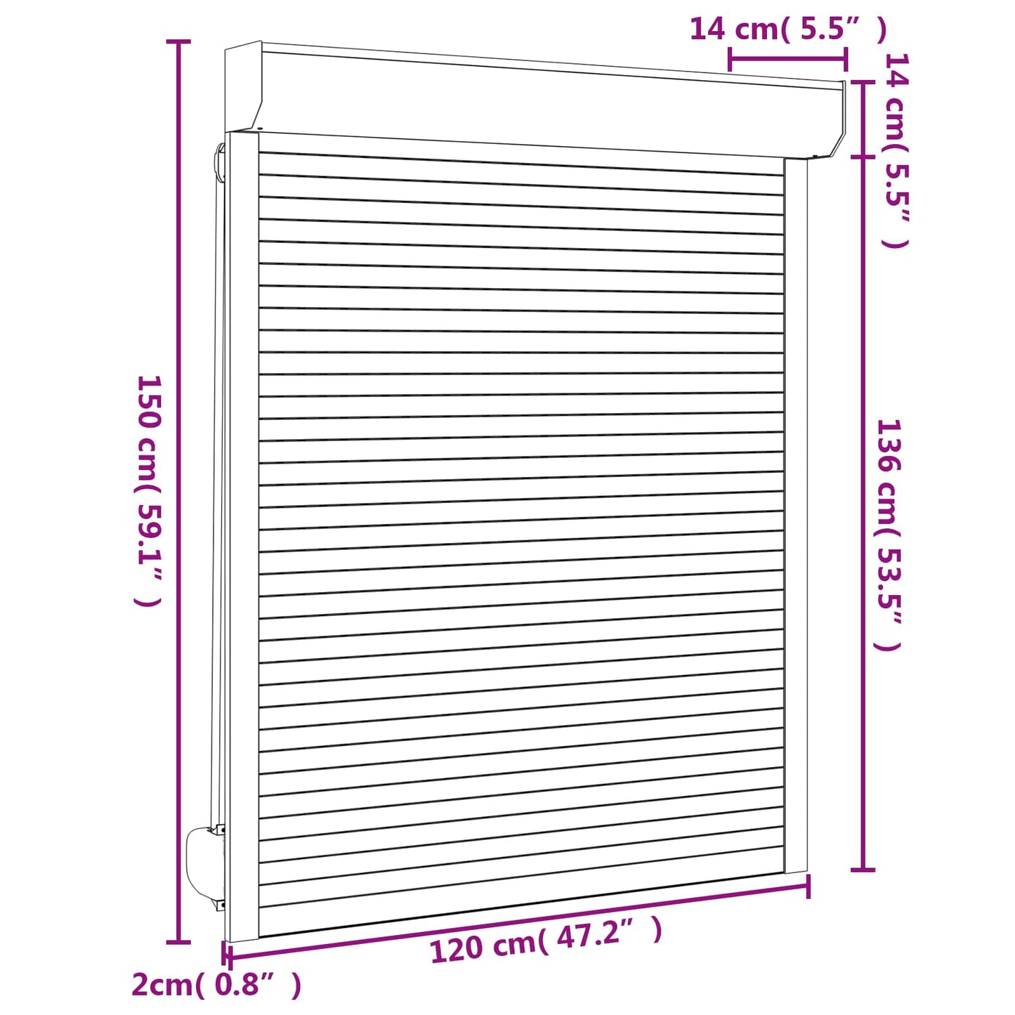 vidaXL Ρολό εισόδου Λευκός 120 x 150 cm Αλουμίνιο και Πολυουρεθάνη
