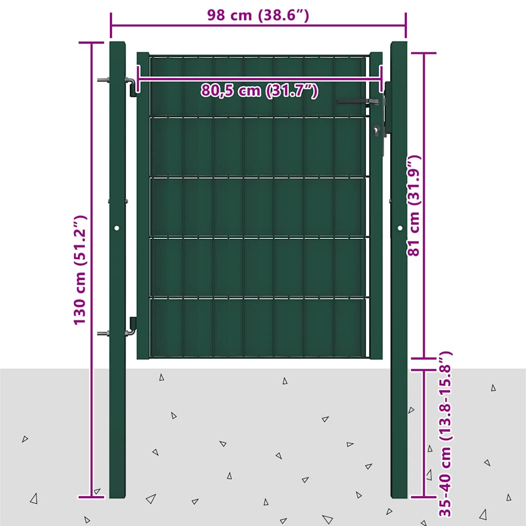 vidaXL Πόρτα Περίφραξης Πράσινη 100x81 εκ. από PVC και Ατσάλι