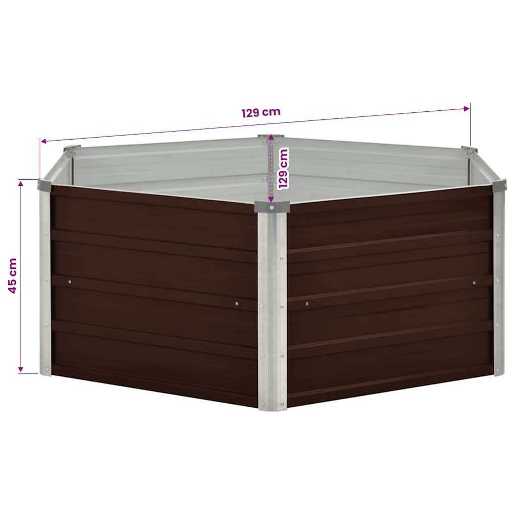 vidaXL Ζαρντινιέρα Ψηλή Καφέ 129 x 129 x 45 εκ. Γαλβανισμένος Χάλυβας
