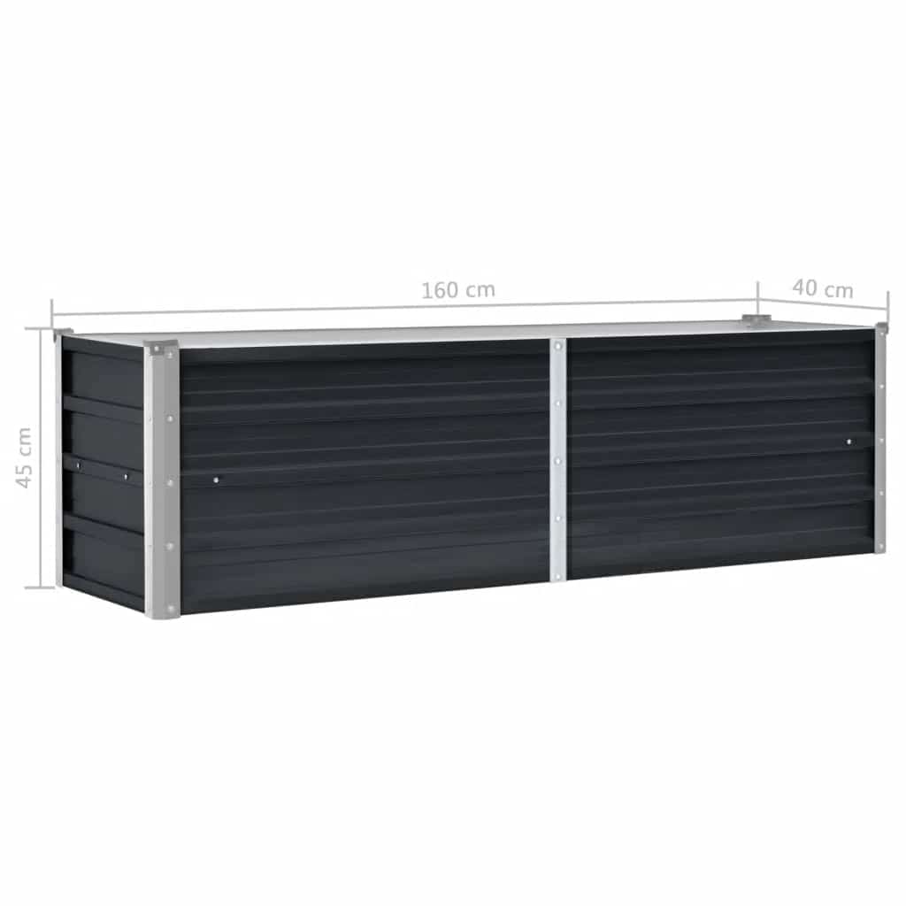 vidaXL Ζαρντινιέρα Υπερυψωμένη Ανθρακί 160x40x45 εκ. Γαλβαν. Χάλυβας