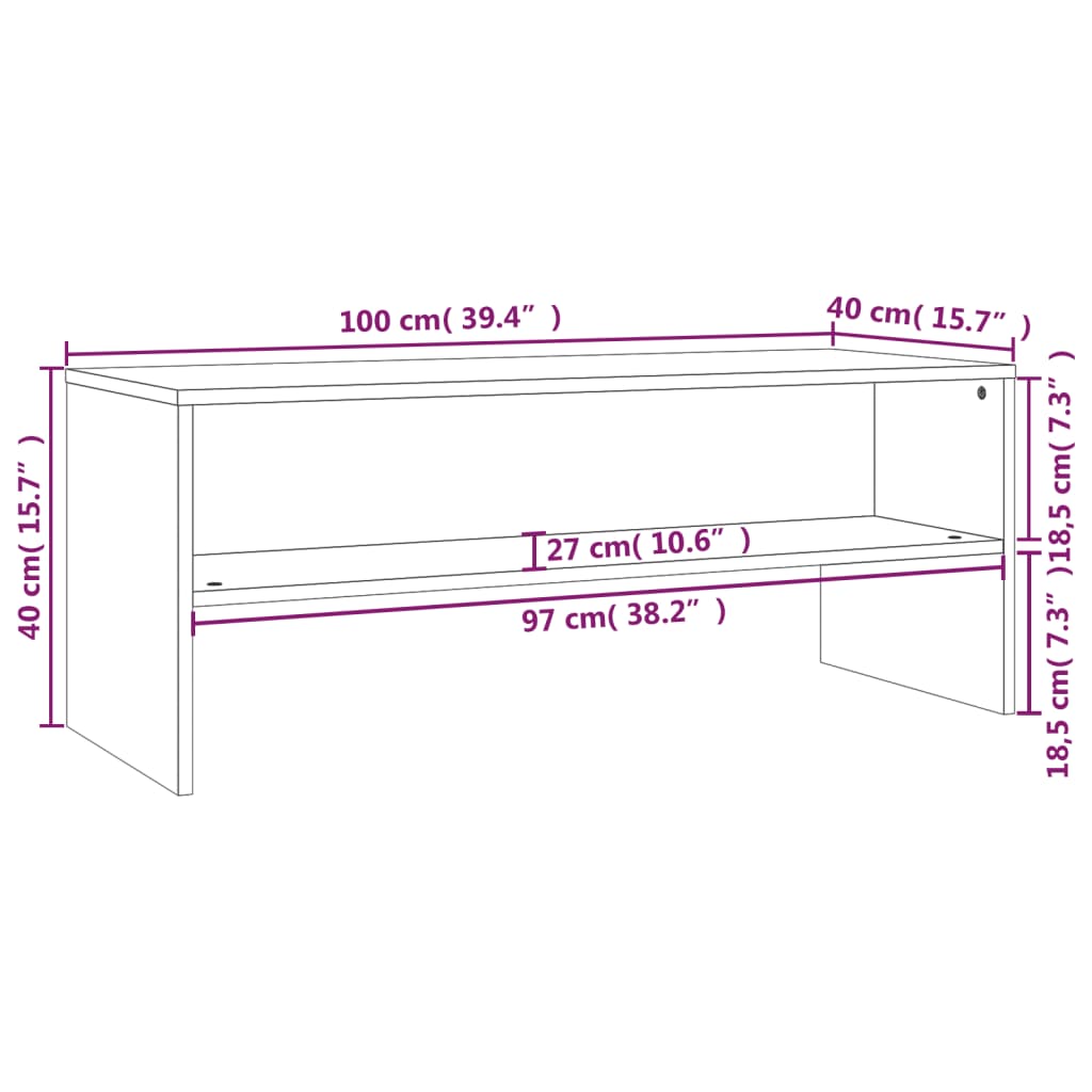 vidaXL Έπιπλο Τηλεόρασης Μαύρο 100 x 40 x 40 εκ. από Επεξ. Ξύλο