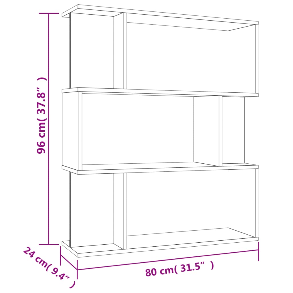 vidaXL Βιβλιοθήκη/Διαχωριστικό Sonoma Δρυς 80x24x96 εκ. Επεξ. Ξύλο