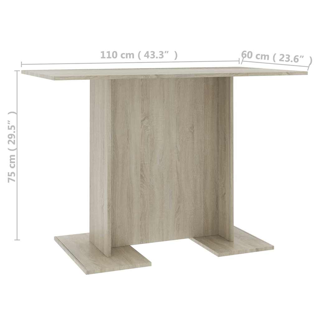 vidaXL Τραπεζαρία Sonoma Δρυς 110 x 60 x 75 εκ. από Επεξ. Ξύλο