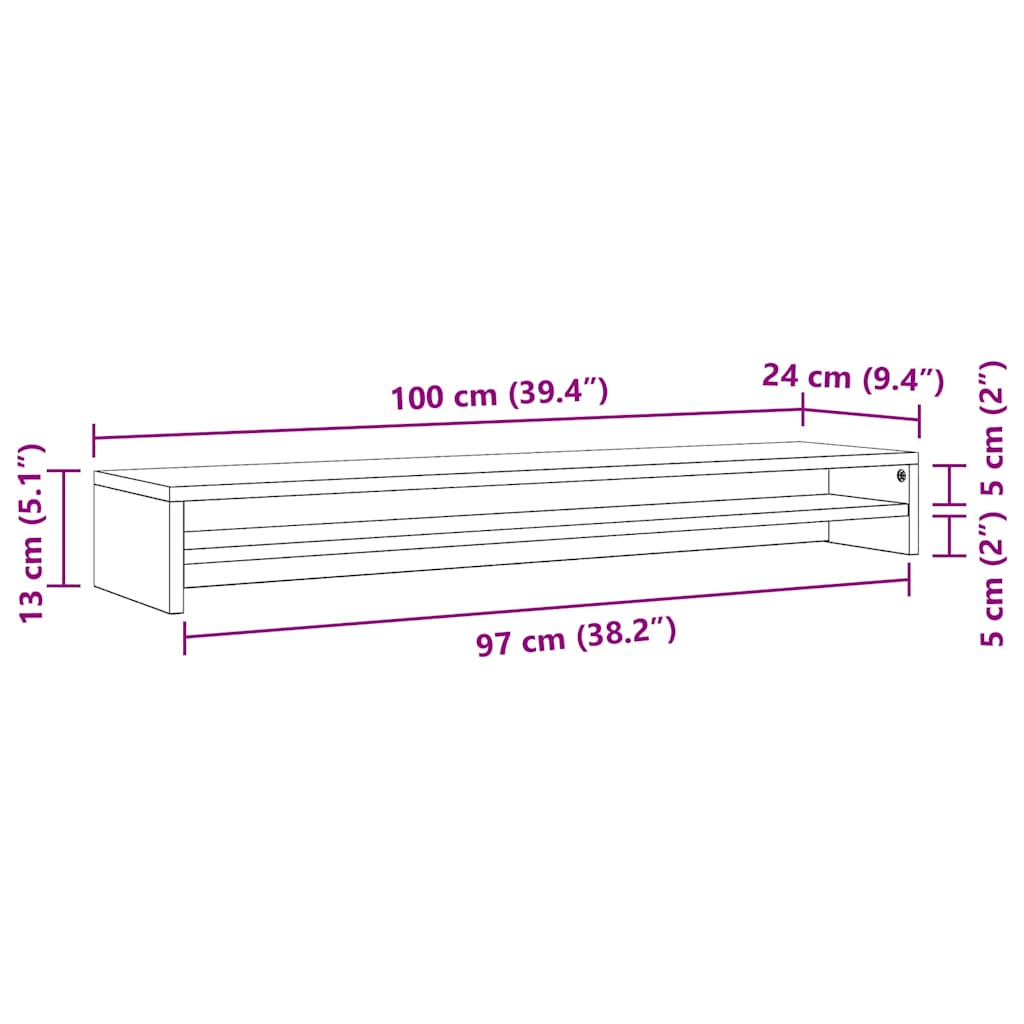 vidaXL Βάση Οθονών Sonoma Δρυς 100 x 24 x 13 εκ. από Επεξ. Ξύλο