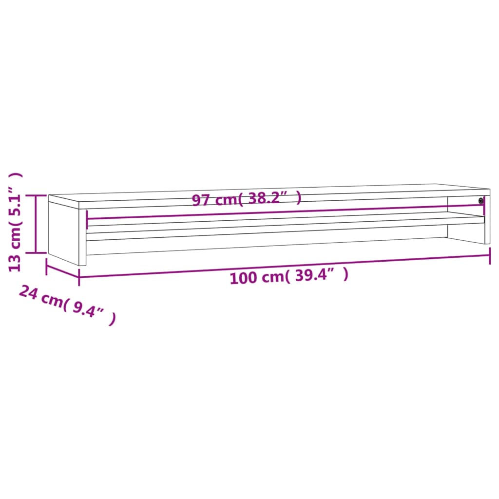 vidaXL Βάση Οθονών Γκρι του Σκυροδέματος 100x24x13 εκ. από Επεξ. Ξύλο