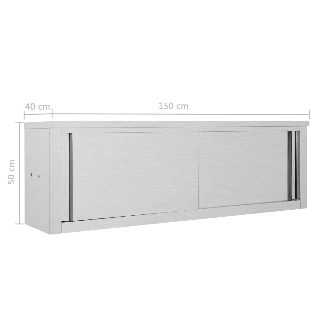 vidaXL Ερμάριο Τοίχου με Συρόμενες Πόρτες 150x40x50 εκ. Ανοξ. Ατσάλι