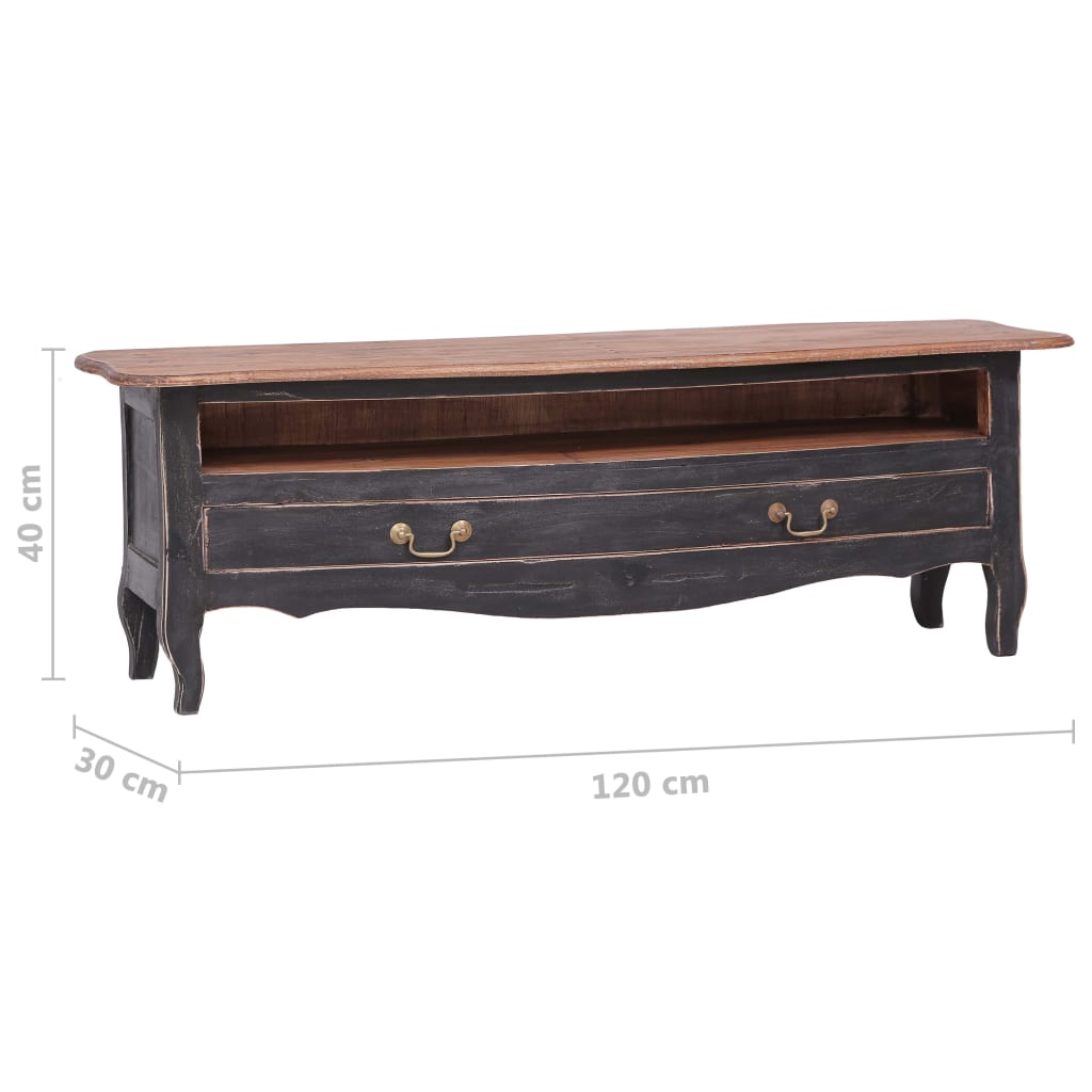 vidaXL Έπιπλο Τηλεόρασης Μαύρο 120 x 30 x 40 εκ. από Μασίφ Μαόνι